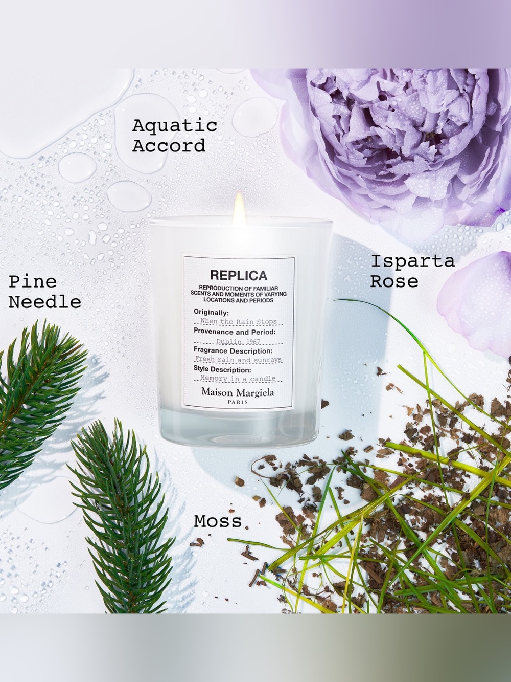 Maison Martin Margiela Replica Candle in White with Lavender Accents - Picture 2 of 3